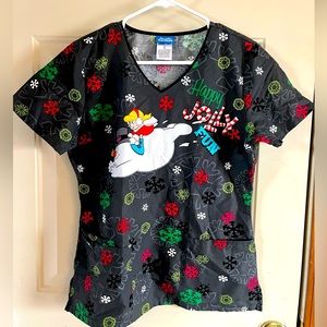 Frosty the Snowman Scrub Top Small